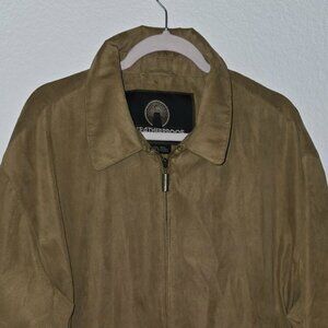 Y2K Weatherproof Brown Micro Suede Bomber Jacket Mens Size XXL